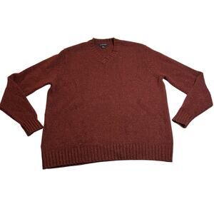 Lands' End Men's V-Neck Lambswool Nylon Blend Pullover Knit Sweater Size X-Large
